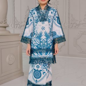 Katrina Kurung Printed (Kids) - Teal Blue
